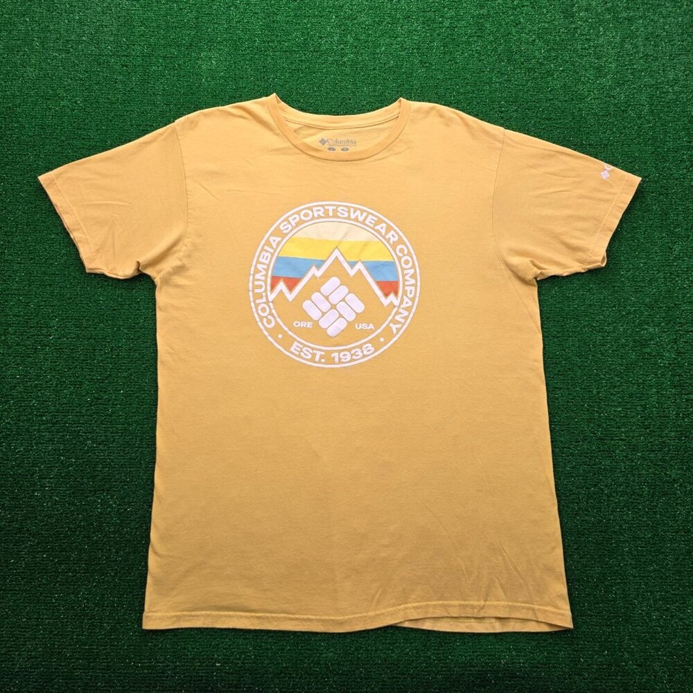 Columbia Sportwear Tshirt Mens‎ XL Yellow Short Sleeve Outdoors Casual Hiking